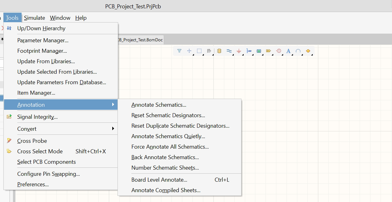 Annotation menu