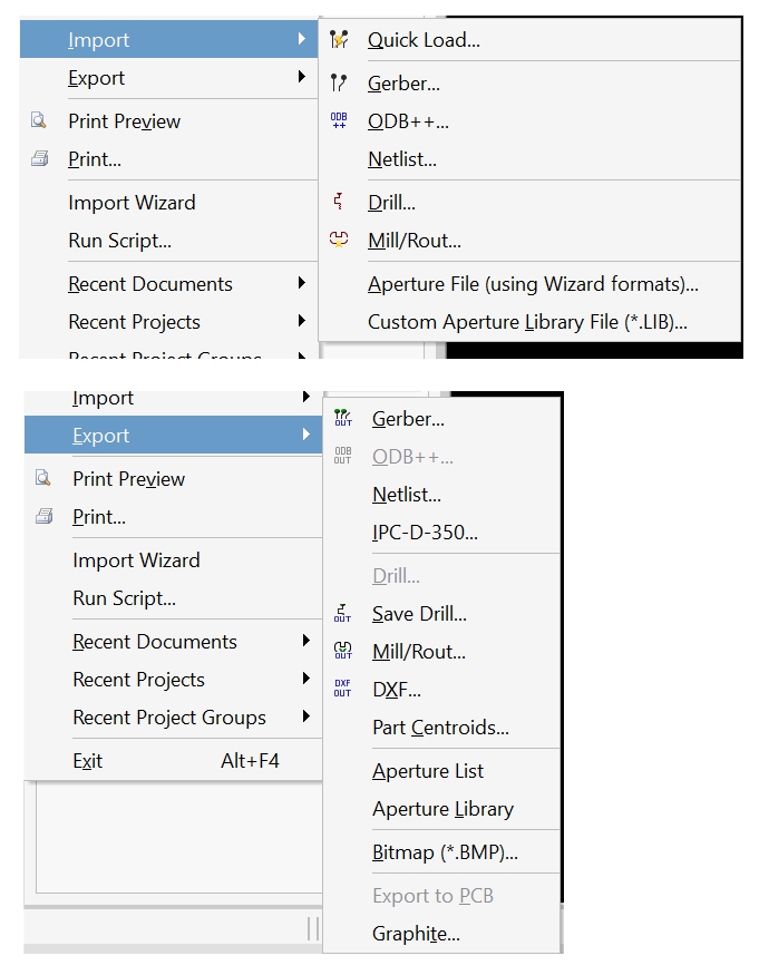 CAM Document - Import / Export