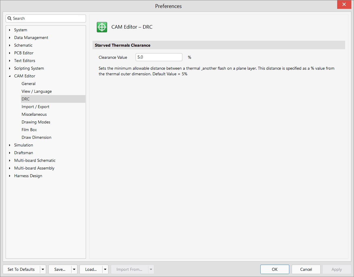 CAM Editor - Preferences - DRC