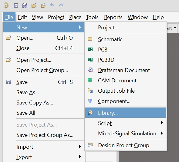 Component Library Editor - Create a new library - File - New - Library
