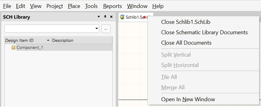 Component Library Editor - Right click