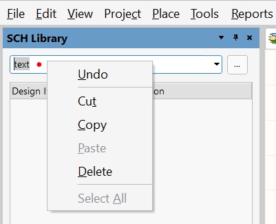 Component Library Editor - Right click