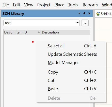 Component Library Editor - Right click