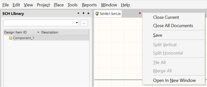 Component Library Editor - Right click