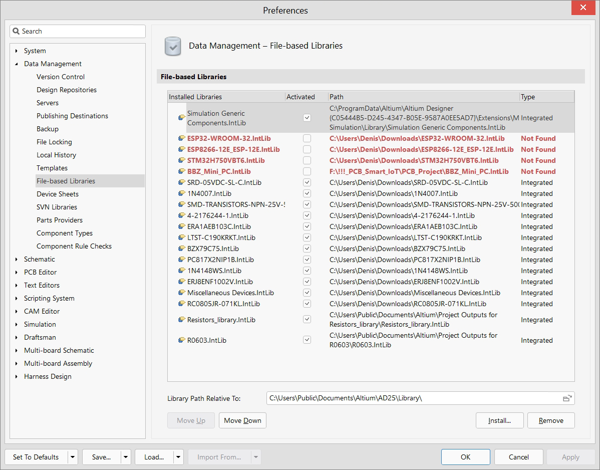 Data Management - Preferences - File-based Libraries