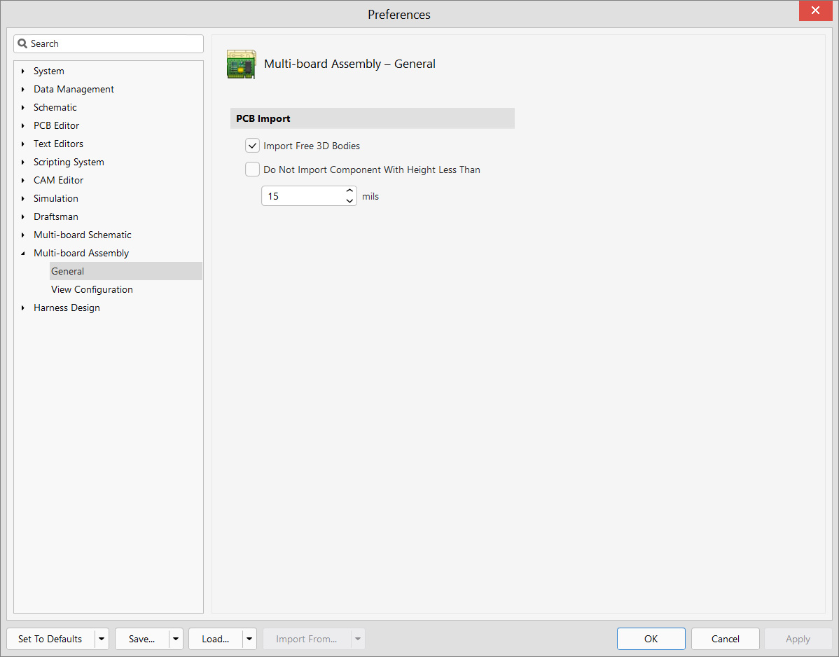 Multi-board Assembly - Preferences - General