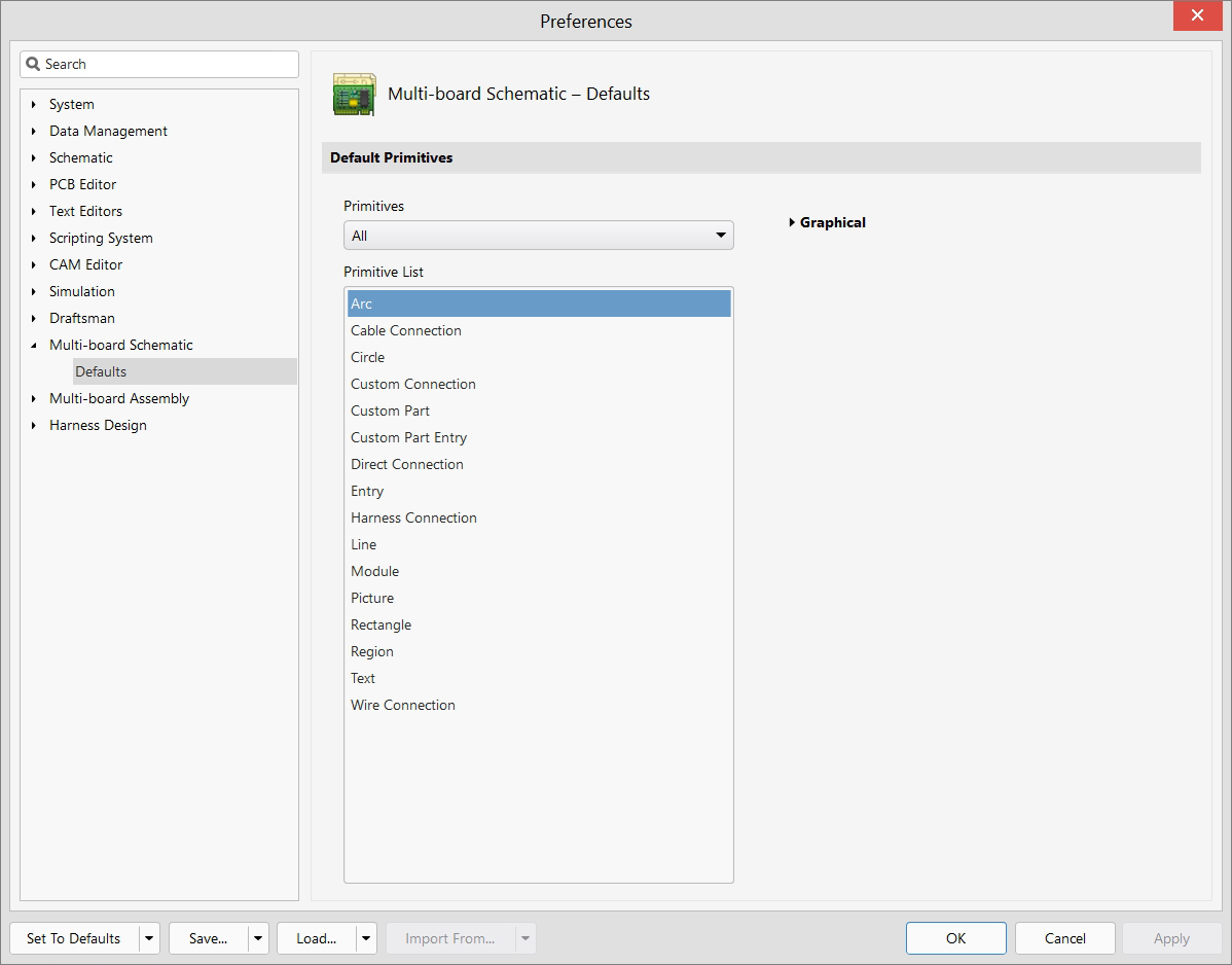 Multi-board Schematic - Preferences - Defaults