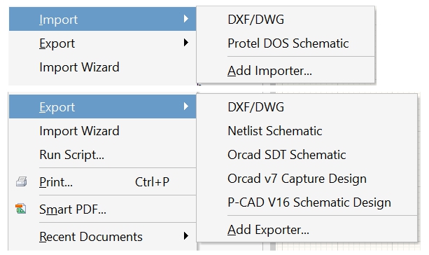 Schematic Editor - Import / Export